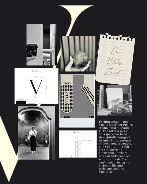 Vitális Studios mood board with brand textures and tones