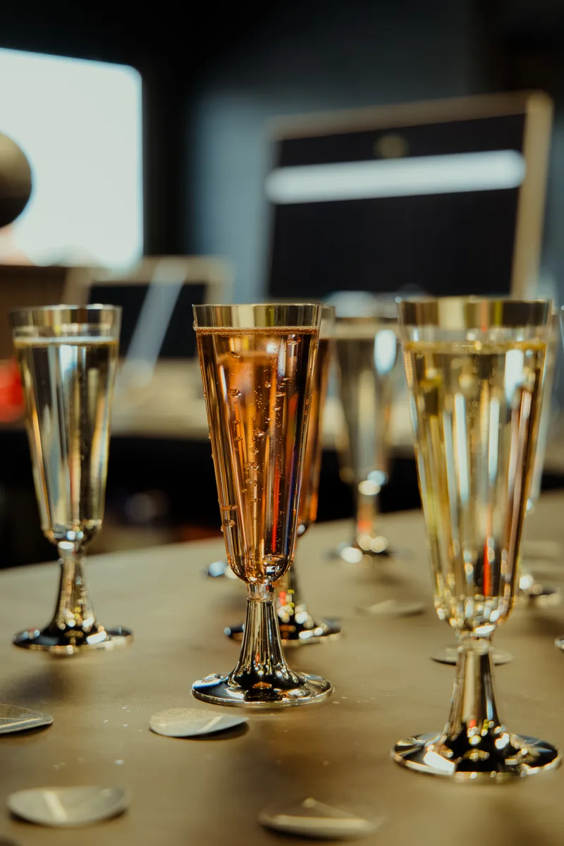 Glasses of fizz at the grand opening